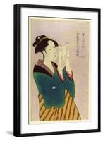 Woman Reading a Letter-Kitagawa Utamaro-Framed Art Print