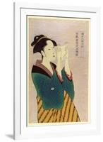 Woman Reading a Letter-Kitagawa Utamaro-Framed Art Print