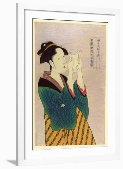 Woman Reading a Letter-Kitagawa Utamaro-Framed Art Print