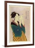 Woman Reading a Letter-Kitagawa Utamaro-Framed Art Print