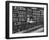 Woman Reading Book Among Shelves on Balcony in American History Room in New York Public Library-Alfred Eisenstaedt-Framed Photographic Print