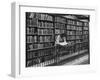 Woman Reading Book Among Shelves on Balcony in American History Room in New York Public Library-Alfred Eisenstaedt-Framed Photographic Print