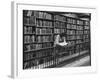 Woman Reading Book Among Shelves on Balcony in American History Room in New York Public Library-Alfred Eisenstaedt-Framed Photographic Print