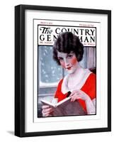 "Woman Reading Book," Country Gentleman Cover, March 21, 1925-J. Knowles Hare-Framed Giclee Print