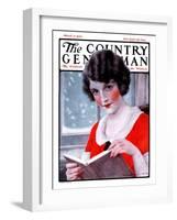 "Woman Reading Book," Country Gentleman Cover, March 21, 1925-J. Knowles Hare-Framed Giclee Print