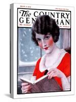 "Woman Reading Book," Country Gentleman Cover, March 21, 1925-J. Knowles Hare-Stretched Canvas