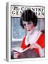 "Woman Reading Book," Country Gentleman Cover, March 21, 1925-J. Knowles Hare-Stretched Canvas