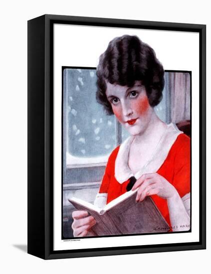 "Woman Reading Book,"March 21, 1925-J. Knowles Hare-Framed Stretched Canvas