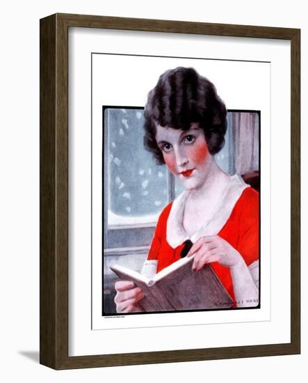 "Woman Reading Book,"March 21, 1925-J. Knowles Hare-Framed Giclee Print