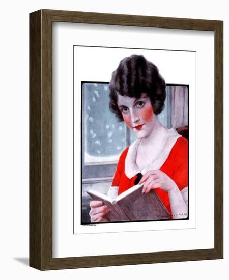 "Woman Reading Book,"March 21, 1925-J. Knowles Hare-Framed Giclee Print