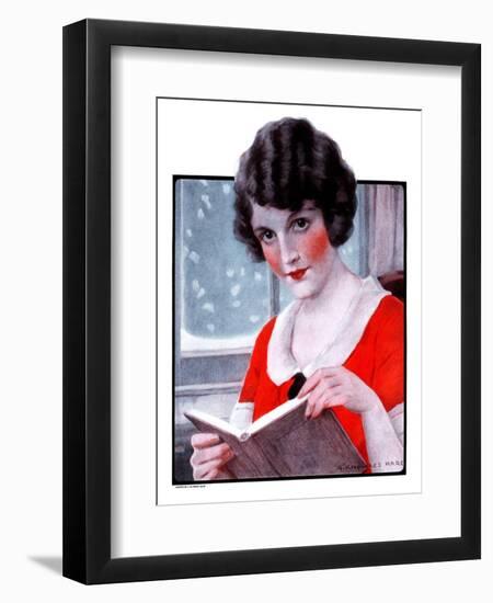 "Woman Reading Book,"March 21, 1925-J. Knowles Hare-Framed Giclee Print