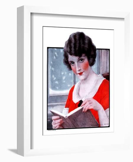 "Woman Reading Book,"March 21, 1925-J. Knowles Hare-Framed Giclee Print