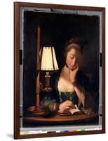 Woman Reading by a Paper-Bell Shade, 1766-Henry Robert Morland-Framed Giclee Print