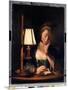Woman Reading by a Paper-Bell Shade, 1766-Henry Robert Morland-Mounted Giclee Print