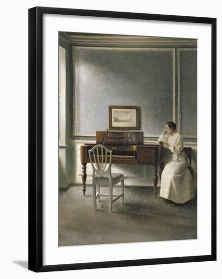 Woman Reading by a Piano, 1907-Vilhelm Hammershoi-Framed Giclee Print