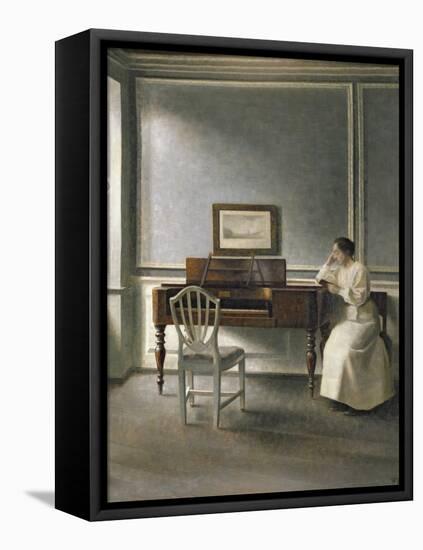 Woman Reading by a Piano, 1907-Vilhelm Hammershoi-Framed Stretched Canvas