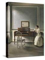 Woman Reading by a Piano, 1907-Vilhelm Hammershoi-Stretched Canvas