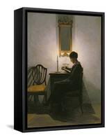 Woman Reading by Candlelight, 1908-Peter Vilhelm Ilsted-Framed Stretched Canvas