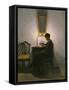 Woman Reading by Candlelight, 1908-Peter Vilhelm Ilsted-Framed Stretched Canvas