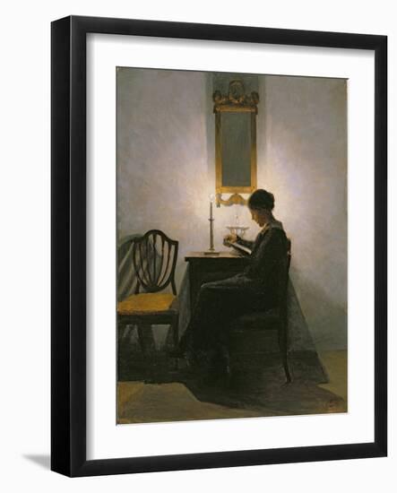 Woman Reading by Candlelight, 1908-Peter Vilhelm Ilsted-Framed Giclee Print