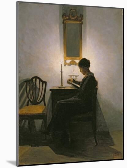 Woman Reading by Candlelight, 1908-Peter Vilhelm Ilsted-Mounted Giclee Print