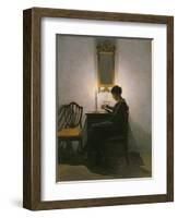 Woman Reading by Candlelight, 1908-Peter Vilhelm Ilsted-Framed Giclee Print