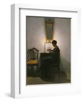 Woman Reading by Candlelight, 1908-Peter Vilhelm Ilsted-Framed Giclee Print