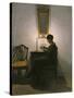 Woman Reading by Candlelight, 1908-Peter Vilhelm Ilsted-Stretched Canvas