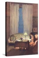 Woman Reading by Lamplight-null-Stretched Canvas