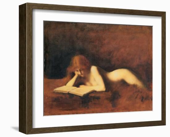 Woman Reading, C. 1880-1890-Jean-Jacques Henner-Framed Giclee Print