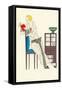 Woman Reading, Fashion Illustration-null-Framed Stretched Canvas