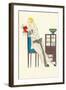 Woman Reading, Fashion Illustration-null-Framed Art Print