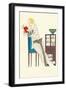 Woman Reading, Fashion Illustration-null-Framed Art Print