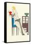 Woman Reading, Fashion Illustration-null-Framed Stretched Canvas