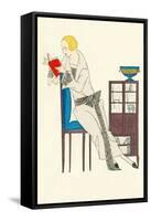 Woman Reading, Fashion Illustration-null-Framed Stretched Canvas