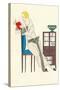 Woman Reading, Fashion Illustration-null-Stretched Canvas