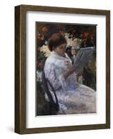 Woman Reading in a Garden-Mary Cassatt-Framed Giclee Print