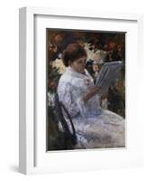 Woman Reading in a Garden-Mary Cassatt-Framed Giclee Print