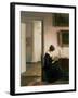 Woman Reading in an Interior-Carl Holsoe-Framed Giclee Print