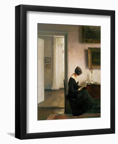 Woman Reading in an Interior-Carl Holsoe-Framed Giclee Print