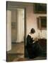 Woman Reading in an Interior-Carl Holsoe-Stretched Canvas