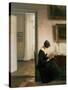 Woman Reading in an Interior-Carl Holsoe-Stretched Canvas