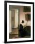 Woman Reading in an Interior-Carl Holsoe-Framed Giclee Print