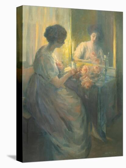 Woman Reading in Front of a Mirror-Hallie Champlin Hyde-Stretched Canvas