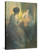 Woman Reading in Front of a Mirror-Hallie Champlin Hyde-Stretched Canvas