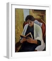 Woman Reading in Red Armchair-Auguste Macke-Framed Giclee Print