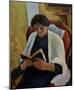 Woman Reading in Red Armchair-Auguste Macke-Mounted Giclee Print