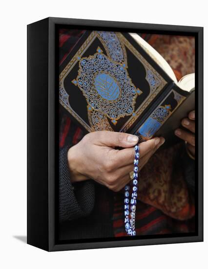 Woman Reading Koran, Jordan, Middle East-null-Framed Stretched Canvas