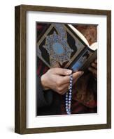 Woman Reading Koran, Jordan, Middle East-null-Framed Photographic Print