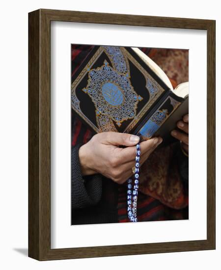 Woman Reading Koran, Jordan, Middle East-null-Framed Photographic Print